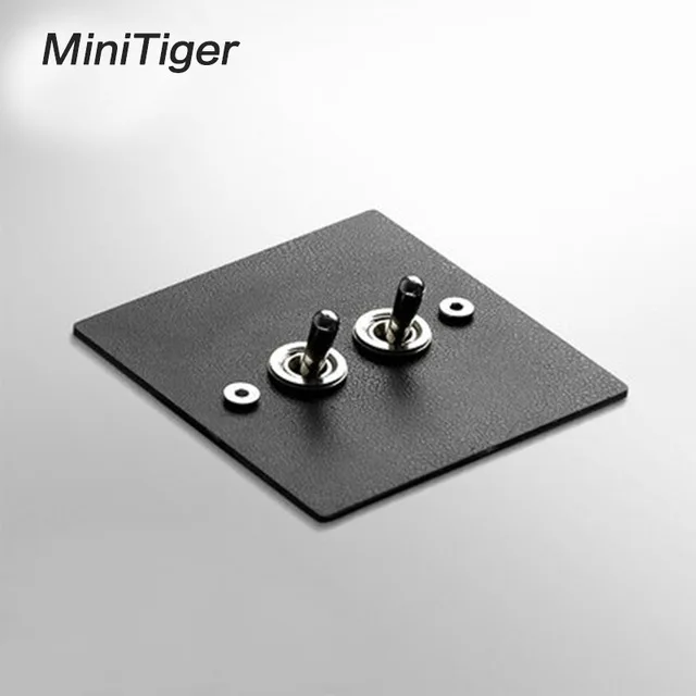 2 Gang Minitiger 1/2/3 Gang 1 способ/2 Way 86 Тип скандинавском стиле домашняя стенная розетка панель пористый кованого железа рычаг кожа переключатель - Цвет: 2 Gang