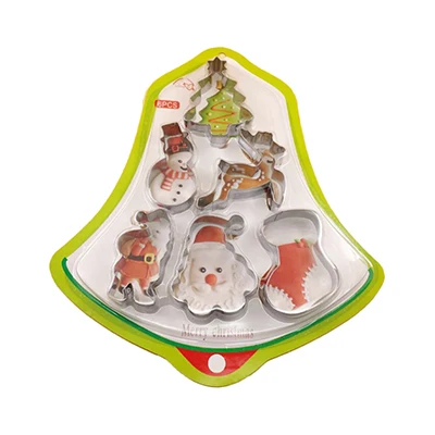 6pcs Khgdnor формочка для рождественского печенья Нержавеющая сталь вырезать конфеты форма для выпечки в форме снежинок снеговики, елки пресс-формы - Цвет: 6pcs