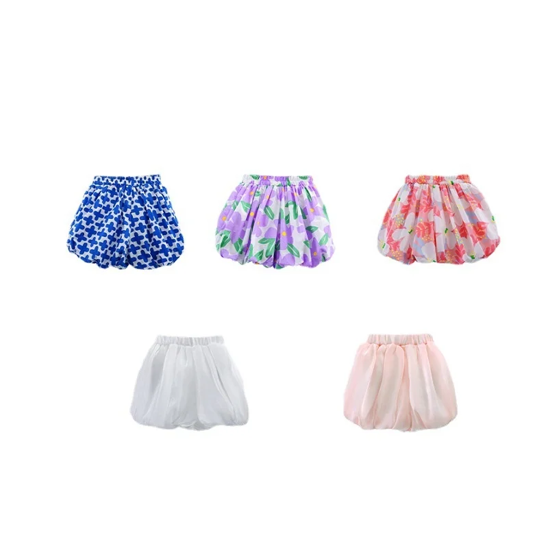 

Fashion Girls Shorts Pants Summer High Waist Baby Girl Pumpkin Pants Children's Silky Lantern Pants Short