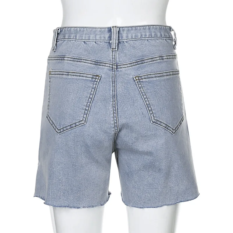 

2020 New Arrival Female Fashion Sexy Summer Women Denim High Waists Unilateral Split Blue Solid Hot Night Club Sexy Denim Shorts