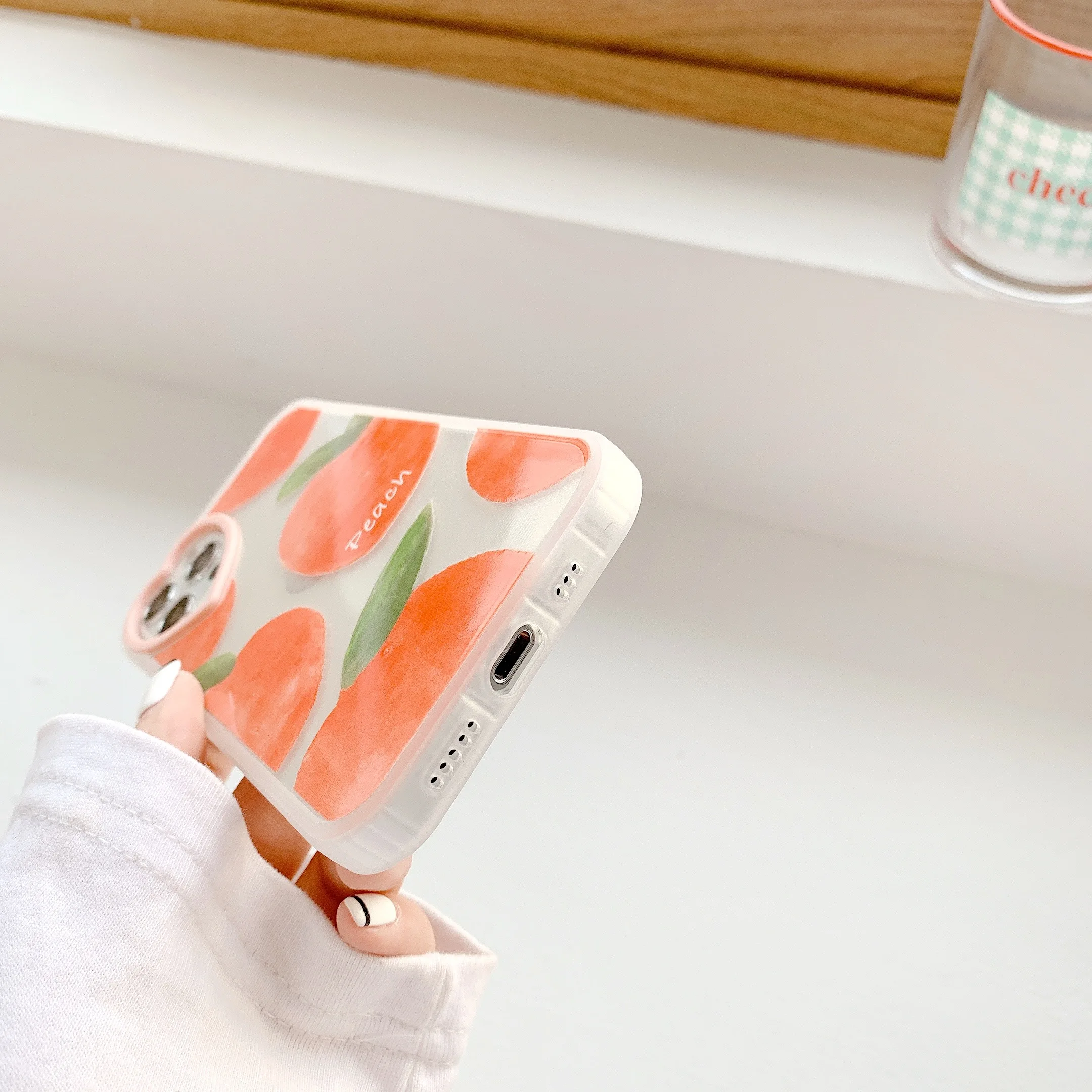 

Cute Peach Furit Case for iPhone 12 Pro Max Heart Len Protect Clear Transparent Orange Cover for iPhone 11 7 8 Plus XR XS X SE