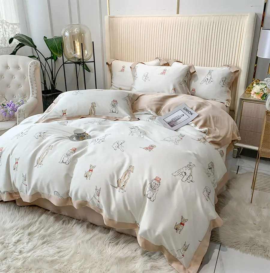 

Комплект постельного белья с собакой для подростков, модный Удобный Двухместный Комплект постельного белья для двуспальной кровати, домаш...