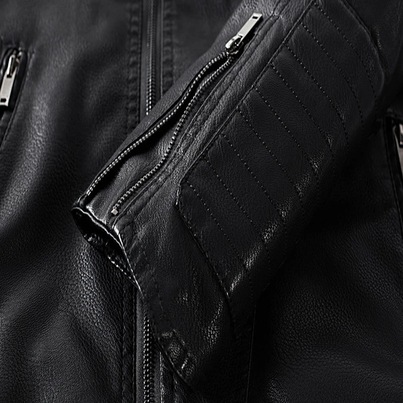 

New Punk Leather Jacket Men Fashion Motorcycle Leather Jacket Slim Fit Zippers Man Outerwear Jaqueta De Couro Masculina