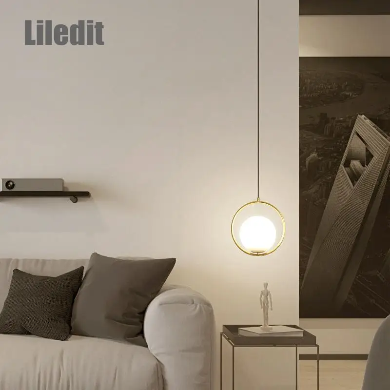 Современные светодиодные подвесные светильники стеклянный абажур