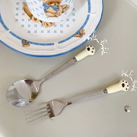 spoon tableware bear fork stainless steel cartoon bear dessert spoon %ea%bf%80 %ed%8b%b0%ec%8a%a4%ed%91%bc dessert cake spoons for party decoration