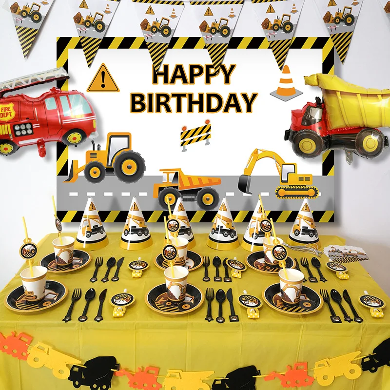 

Happy Birthday Party Disposable Tableware Plate Cup Cartoon Design Tablecloth Theme Magic Child Birthday Party Supplies 2021 New
