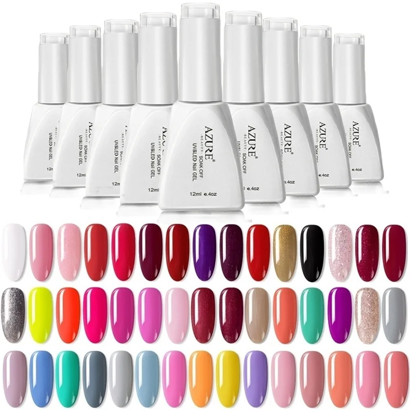 Azure Beauty светодиодный Гель лак для ногтей отмачиваемый Блестящий УФ долговечный Гибридный Полупостоянный