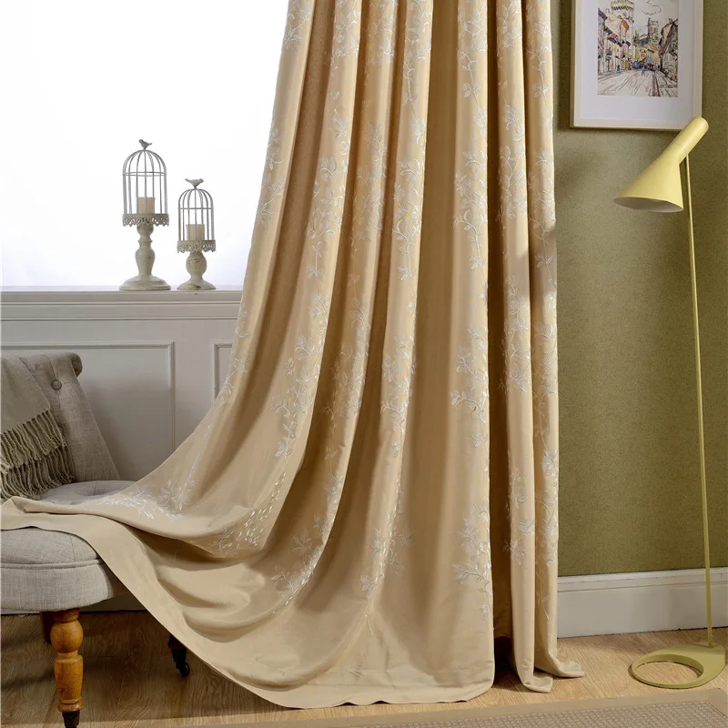 Шторы с вышивкой в европейском стиле роскошные занавески бежевого зеленого