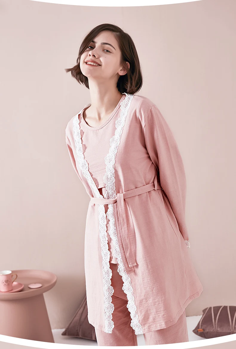 Осенне зимняя ночная рубашка 3 шт./компл. Пижама для беременных большого сна