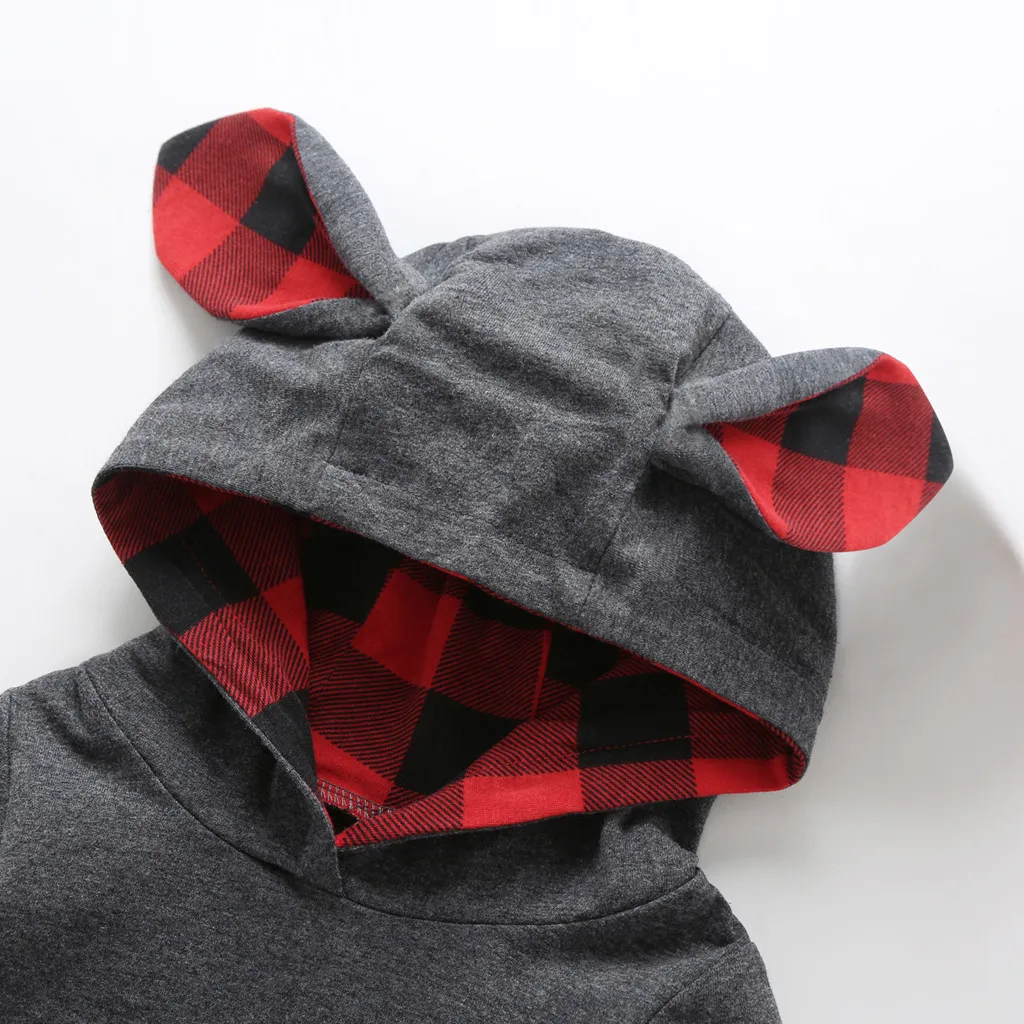 Зимний комбинезон для новорожденных комплект с длинным рукавом клетчатые