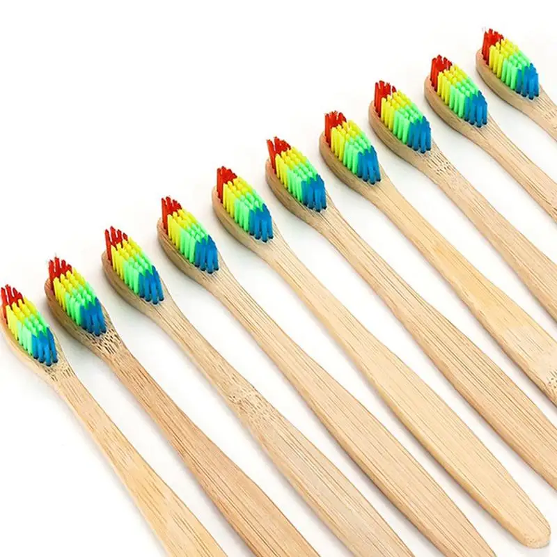 

1pcs Bamboo Handle Rainbow Eco-friendly Toothbrush Oral Travel Toothbrush Portable Family Soft Bristle Toothbrush Care Adul H6L6
