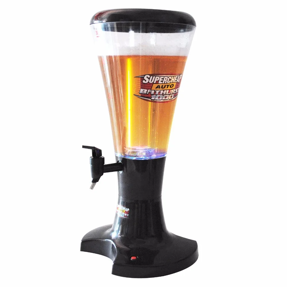 

3L Cold Draft Beer Tower Dispenser Plastic with LED Lights New KC25944-5