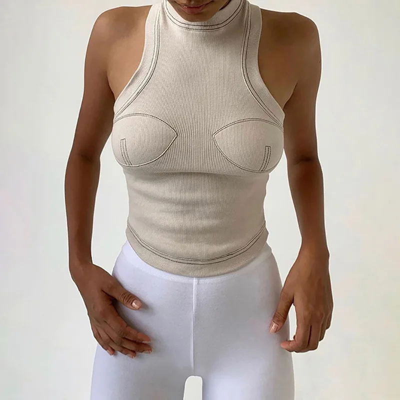 MONMOIRA 2019 новинка круглый вырез обтягивающие эластичные Жилет Топы Для женщин Хай