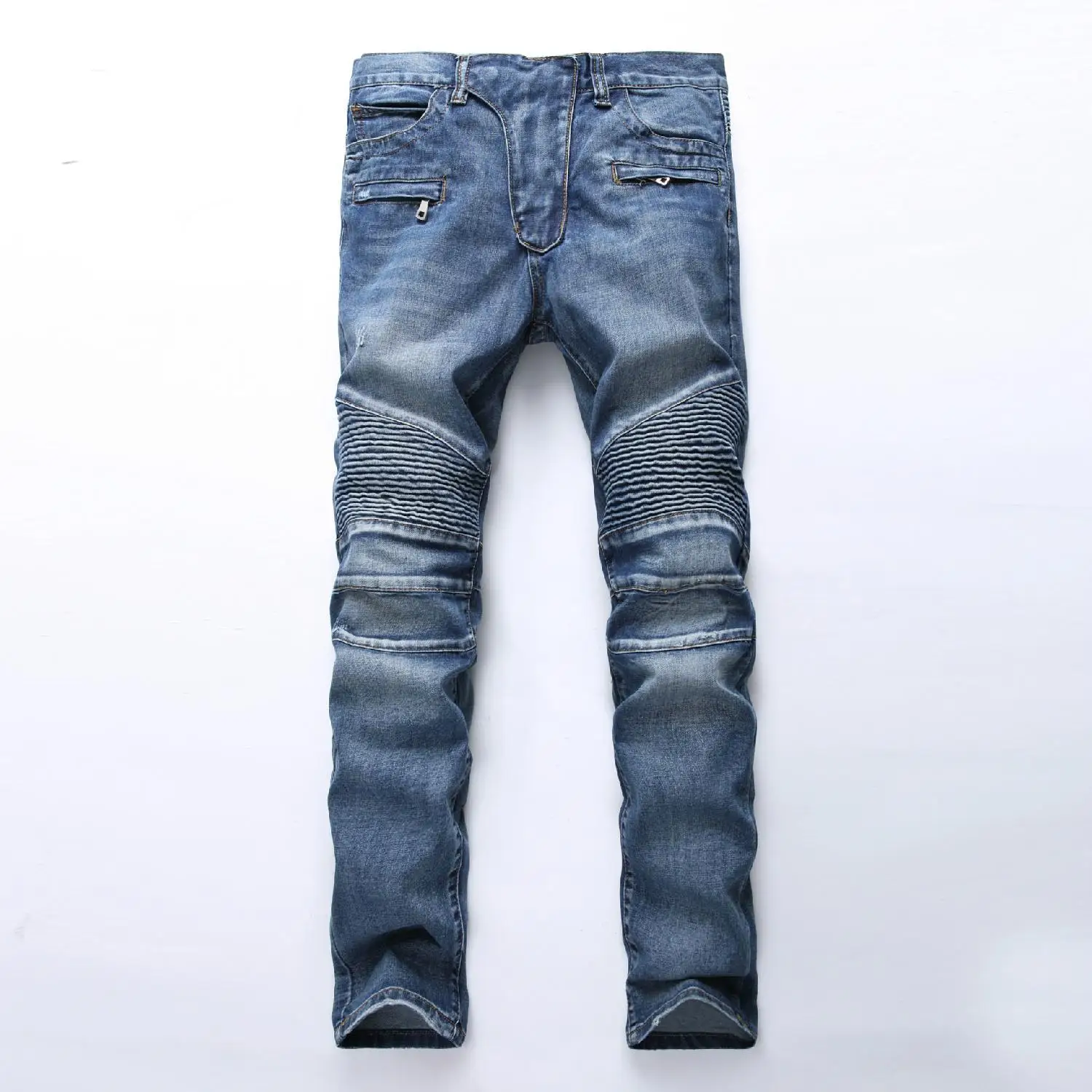 4-color Men Jeans Slim-fit Trousers Men's Jeans Black Ripped Tight-fitting Stretch Folds White Blue Gray Loose Large Size Jeans