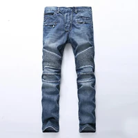 4 color men jeans slim fit trousers mens jeans black ripped tight fitting stretch folds white blue gray loose large size jeans