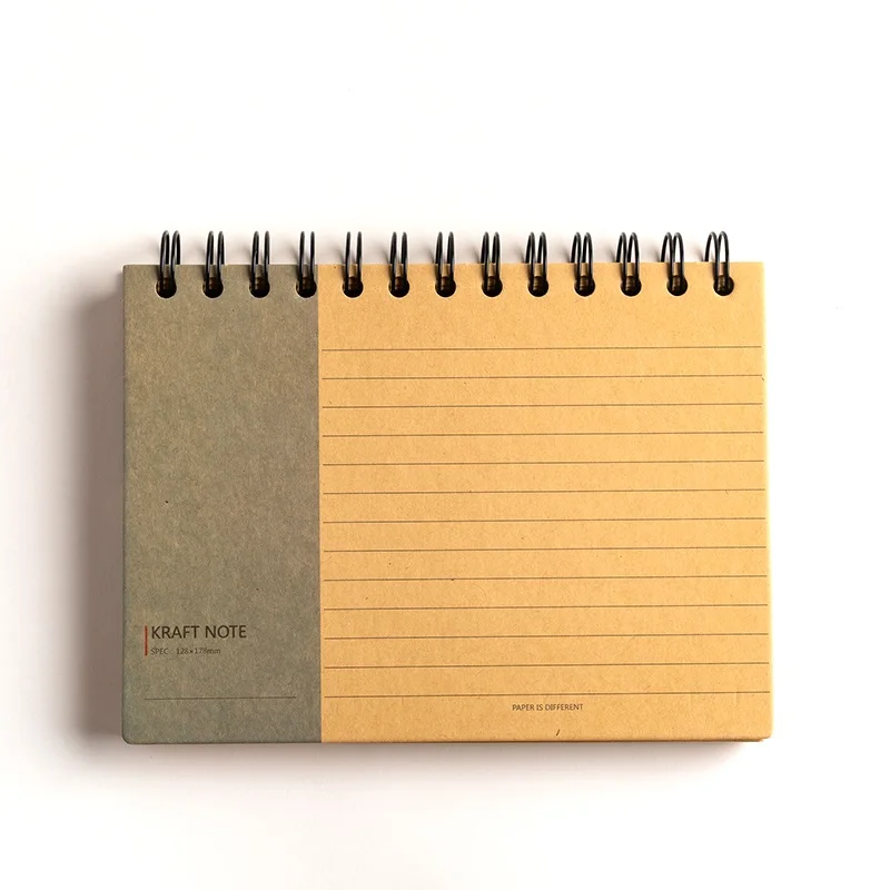 

Kraft Note 120 Sheets Line Paper Coil Book Tip-up Type Notebook Portable Memo Agenda Daily Planner Office School Supplies F173