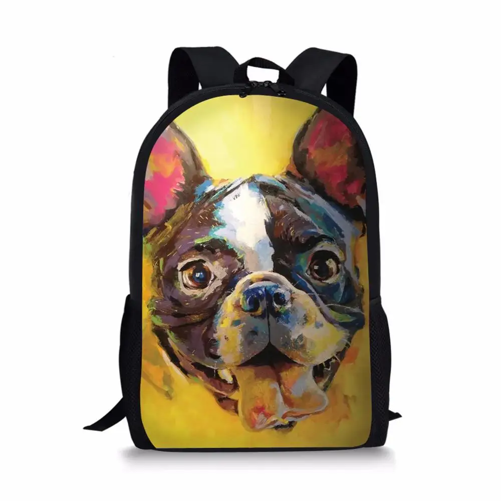 Fashion Kids School Bags Cute Children's Travel Backpack Kawaii Bulldogs Prints Pattern School Toddler Backpack for Boys