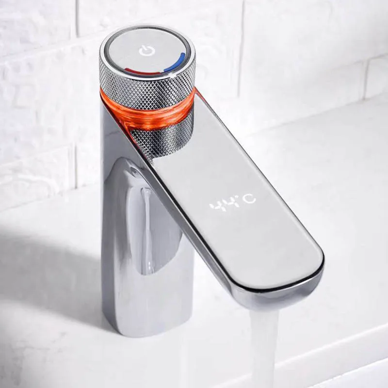 

Intelligent LED Digital Temperature Basin Faucet Brass Mixer Hot Cold Sink Splash Proof Tap Bathroom Accessories Water Saving