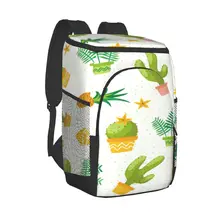 Picnic Cooler Backpack Watercolor Cactus With Fruits Waterproof Thermo Bag Refrigerator Fresh Keeping Thermal Insulated Bag