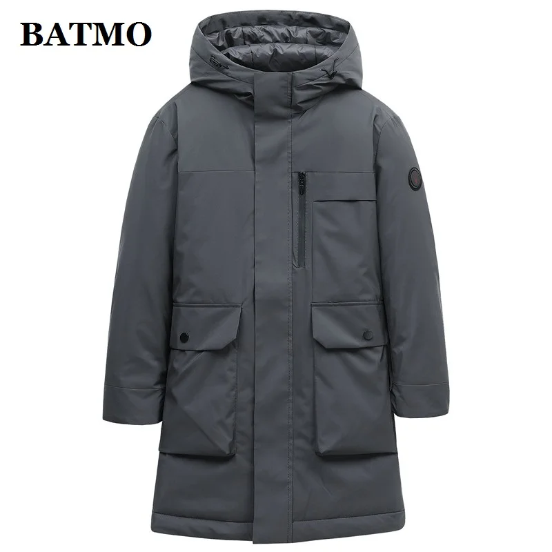 Новое поступление 2019 зимние мужские куртки BATMO с капюшоном из 90% белого утиного