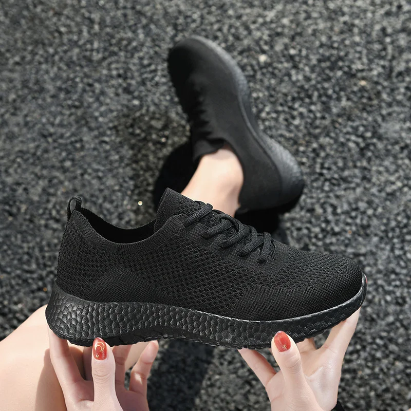 

Mesh Shoes Women's Breathable Black Sports Shoes Soft Soled Light Running Shoes Casual Shoes 2021 Summer