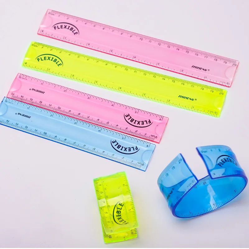 1PCS Soft Ruler Multicolor Student Flexible Ruler Tape School Measure Tool 15cm 20cm Straight Ruler Office School Supplies