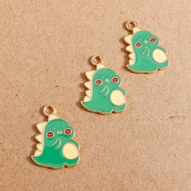 

10pcs 17*24mm Cartoon Alloy Enamel Dinosaur Charms for Jewelry Making Animal Charms Fit Necklaces Earrings Pendants DIY Crafts