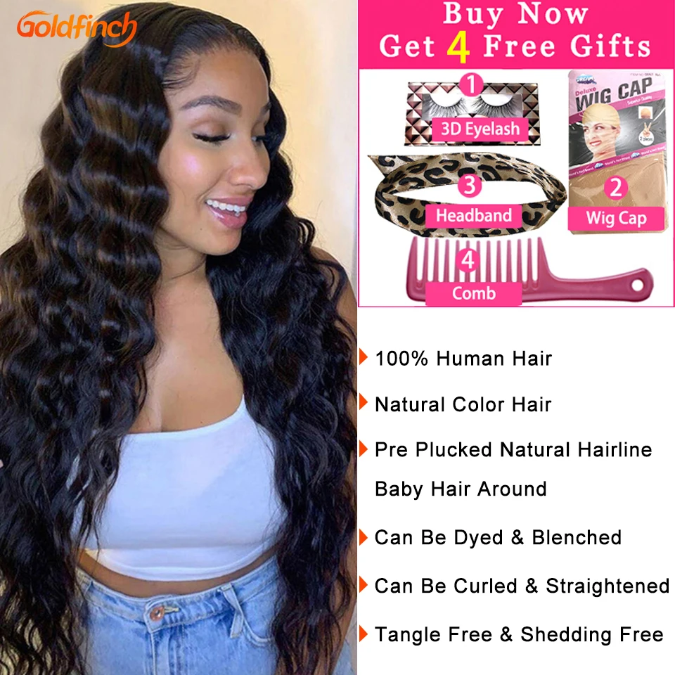 30 дюймовый парик на сетке спереди свободная глубокая волна без клея Remy