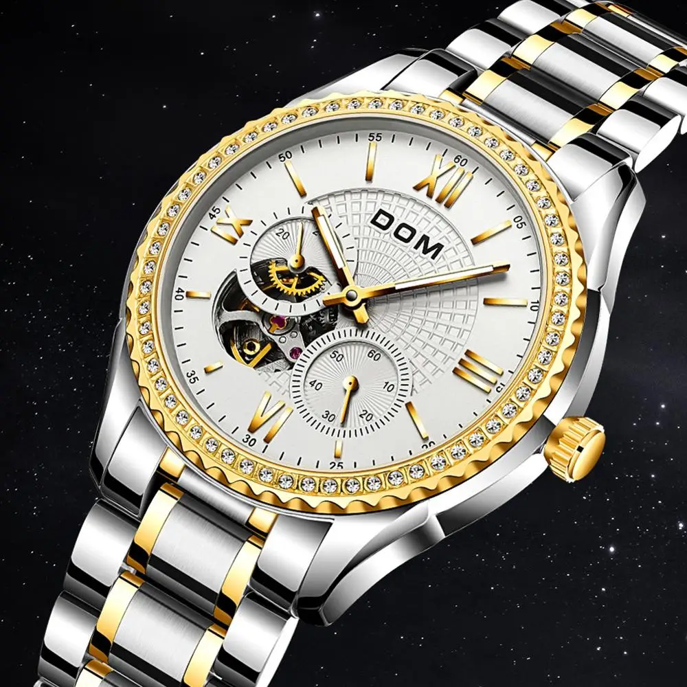 Часы DOM мужские/женские механические водонепроницаемые светящиеся часы из