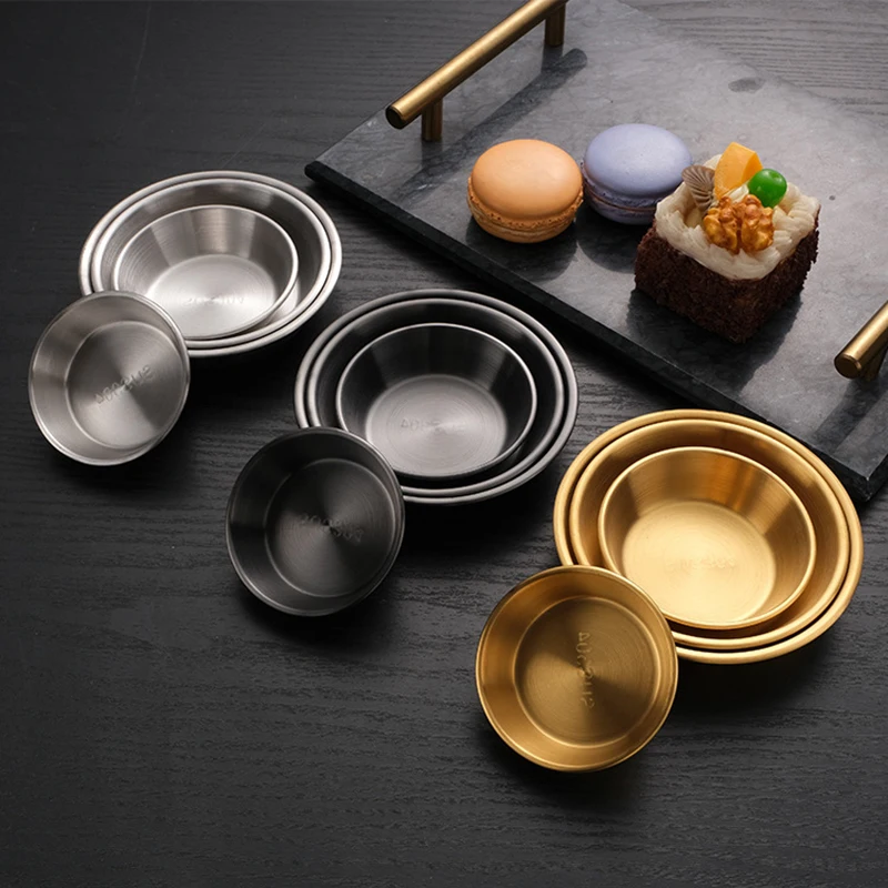 

Stainless Steel Sauce Dishes, Round Seasoning Bowls, Mini Appetizer Plates, Sushi Dipping Bowl Mixing Saucers Kitchen Plates