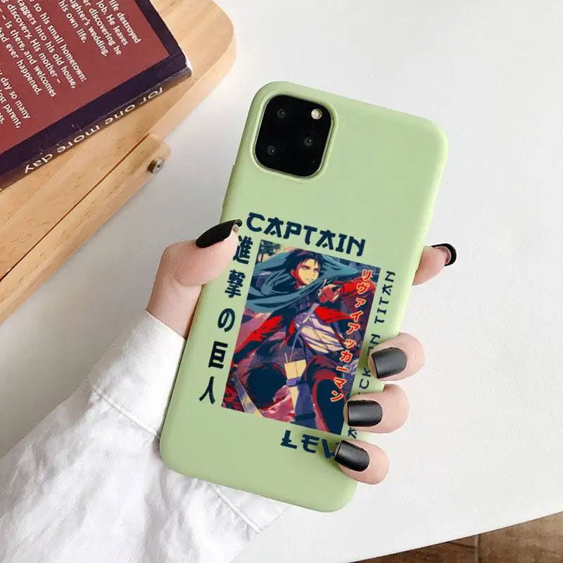 

Japan anime attack on titan Phone Case Candy Color for iPhone 6 7 8 11 12 s mini pro X XS XR MAX Plus