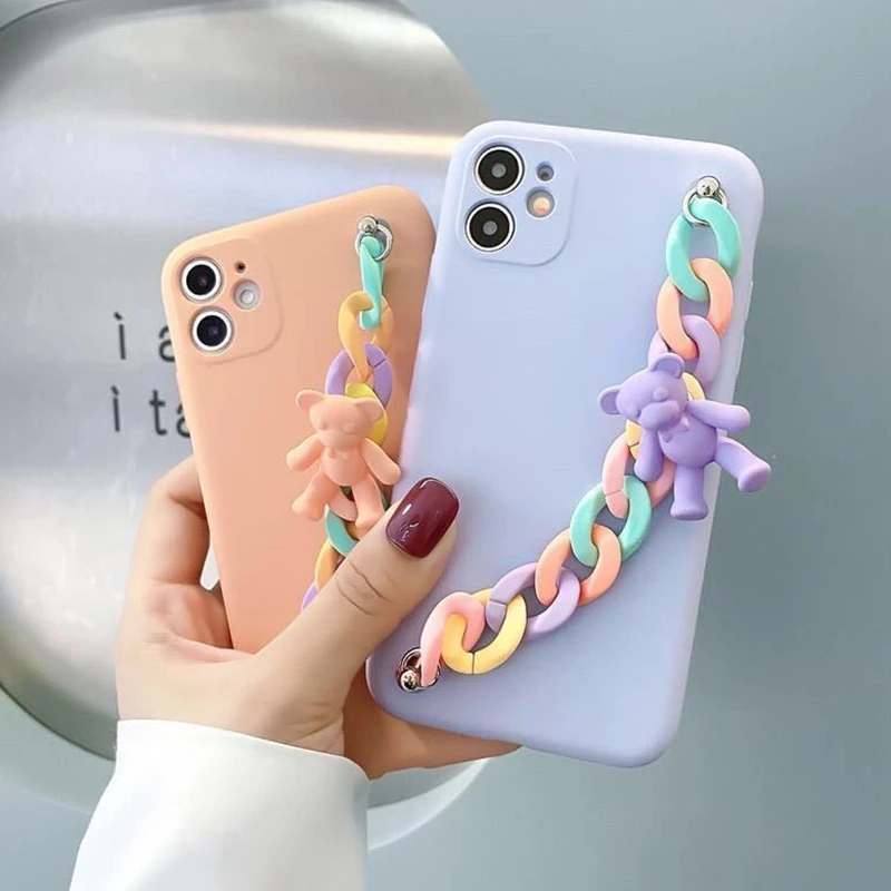 Мультяшный медведь подвеска Макарон браслет чехол для телефона Samsung Galaxy S10 Lite S20