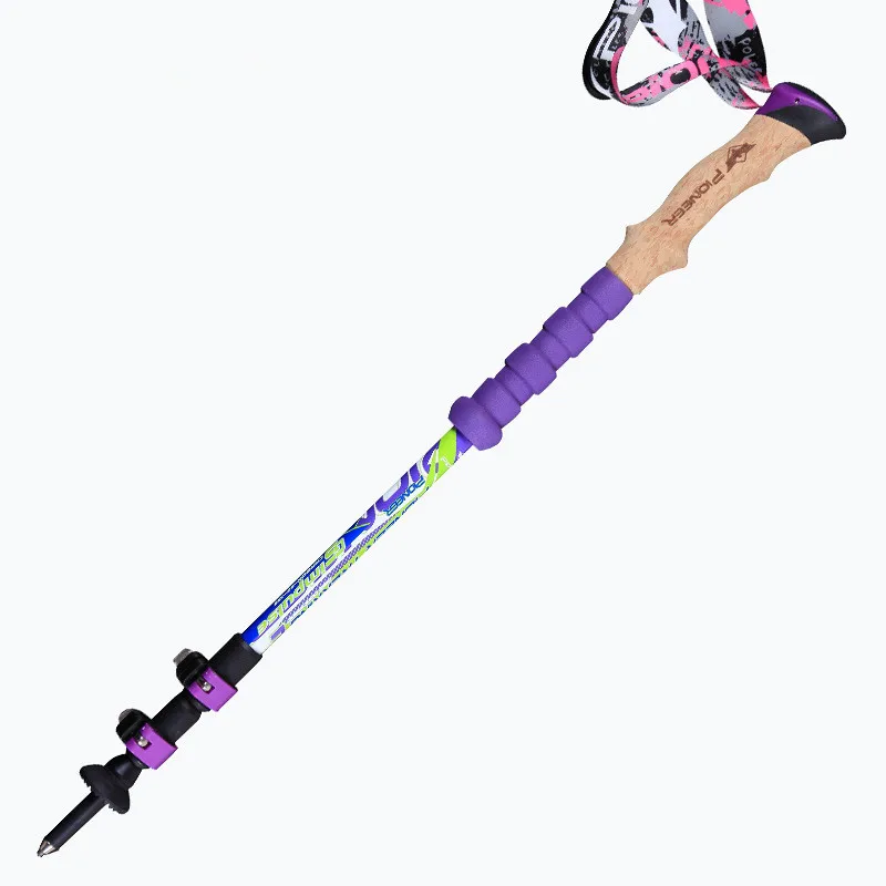 

PIONEER 3 Section Carbon Fiber Cross Country Hiking Walking Cane Shock Trekking Pole Stick Alpenstock