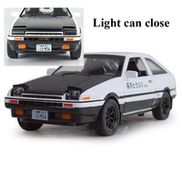 alloy diecast initial d ae86 car model pull back with sound light toys 4 colors 132 gift kids toys collectible brinquedos