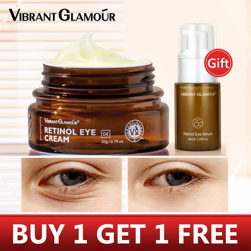 

VIBRANT GLAMOUR Retinol Eye Cream Dark Circles Fade Fine Lines Remove Eye Bags Anti Wrinkle Anti Aging Firming Brighten Skin 20g