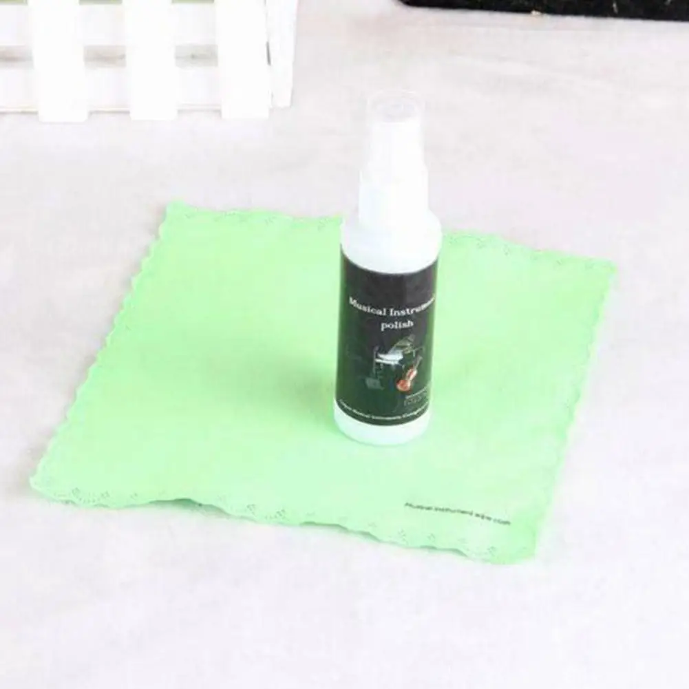 

50ml Guitar Bass Stringed Instrument String Maintenance Treated Cleaning with Spray Polish Cloth Cleaner N4W8