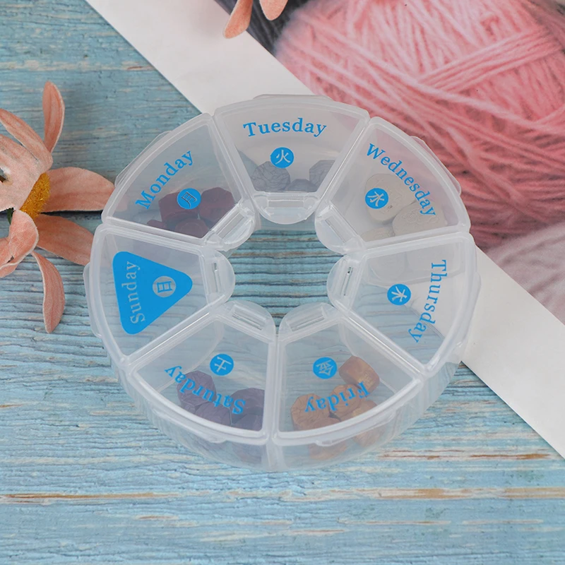 

1PC Mini Portable 7 Grid Push Open Style Pill Box Medicine Pillbox Tablet Storage Case Container Cases Storage Box
