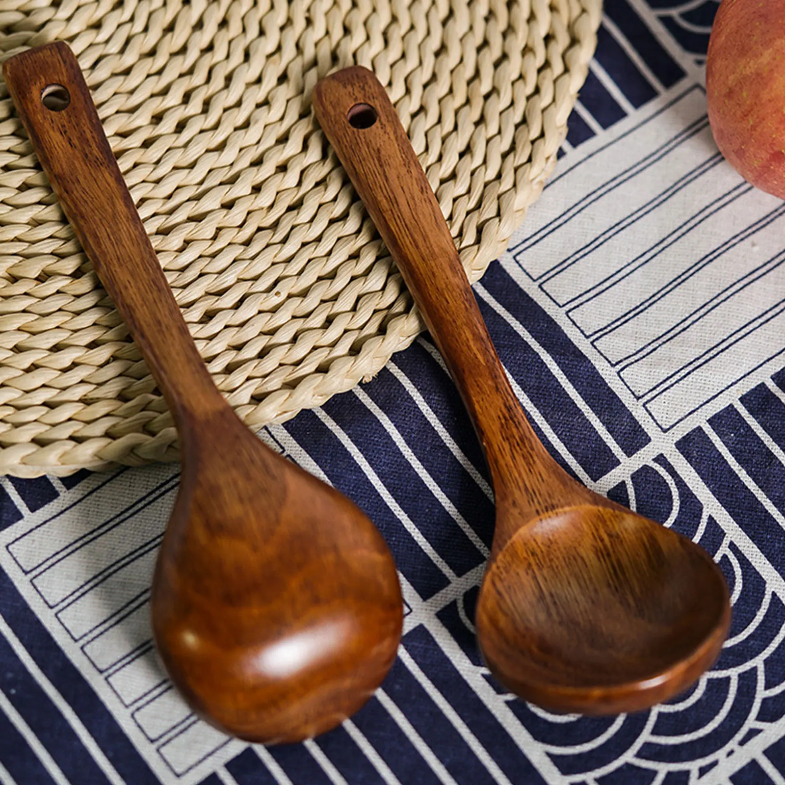 

Household Kitchen Long Wooden Handle Spoon Dessert Soup Spoon Rice Spoon Teaspoon Kitchen Accessories