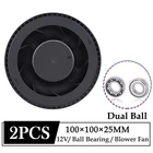 2 шт., Gdstime 12 В 100 мм 100x100x25 мм, новый центробежный Турбовентилятор постоянного тока, 10 см 100 мм x 25 мм, двойной шариковый подшипник, воздухоочиститель Fa