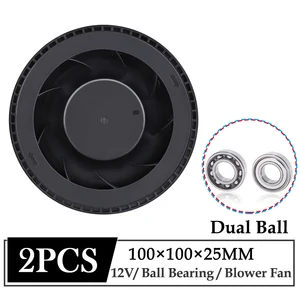2 шт., Gdstime 12 В 100 мм 100x100x25 мм, новый центробежный Турбовентилятор постоянного тока, 10 см 100 мм x 25 мм, двойной шариковый подшипник, воздухоочиститель Fa