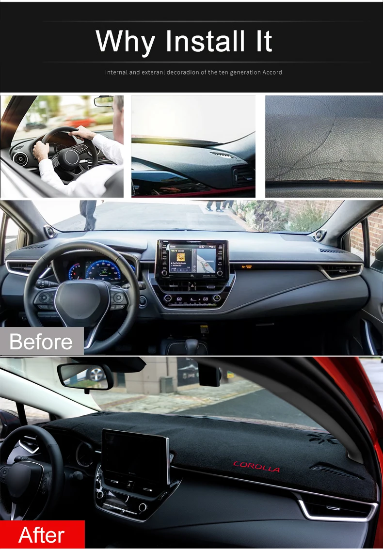 Чехол для приборной панели автомобиля Toyota Corolla, коврик для приборной панели, защита от солнца, защита от УФ-лучей, аксессуары
