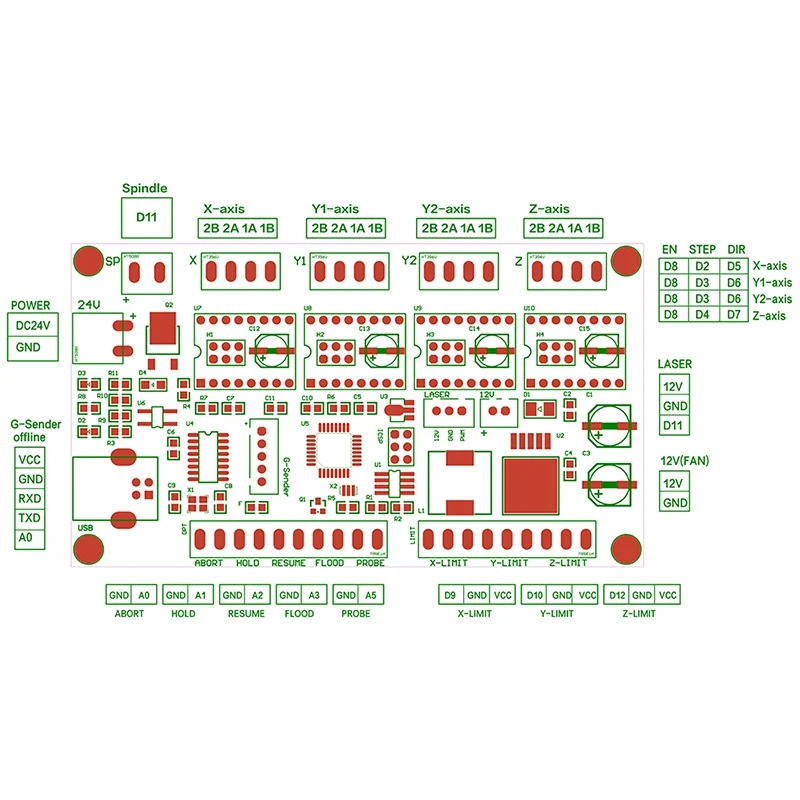 

CNC Engraving Machine Control Board,CNC Shield,GRBL 1.1, USB ,3 Axis Control,Offline Controller Board