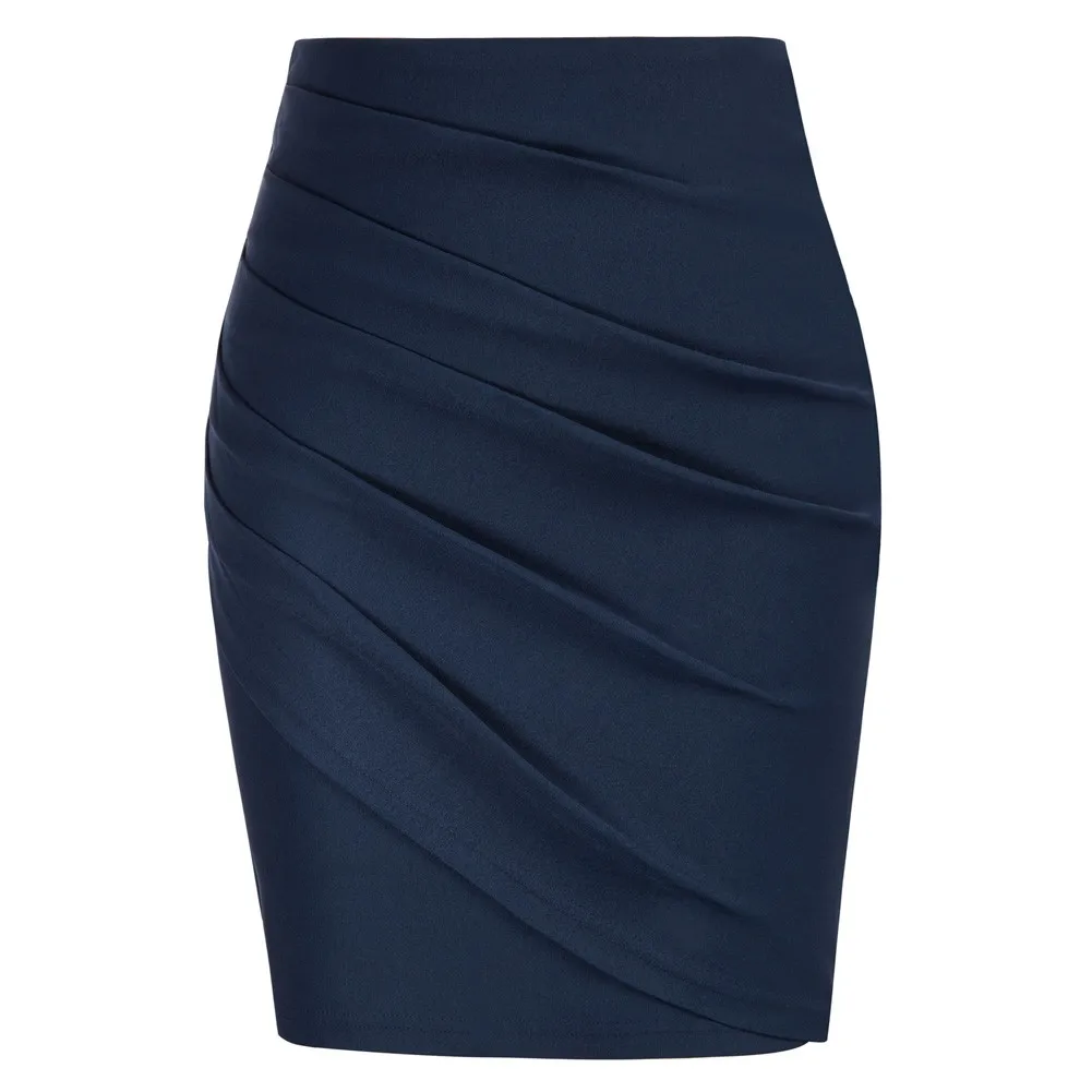 

BP Women Vintage Ruched Skirt Slim Fit High Waist Mini Bodycon Skirt Slim Fit Hips-wrapped Silhouette Skirt