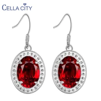 cellacity vintage ruby drop earrings for women 925 silver gemstone women fine jewelry for chamr women wedding engagement gift