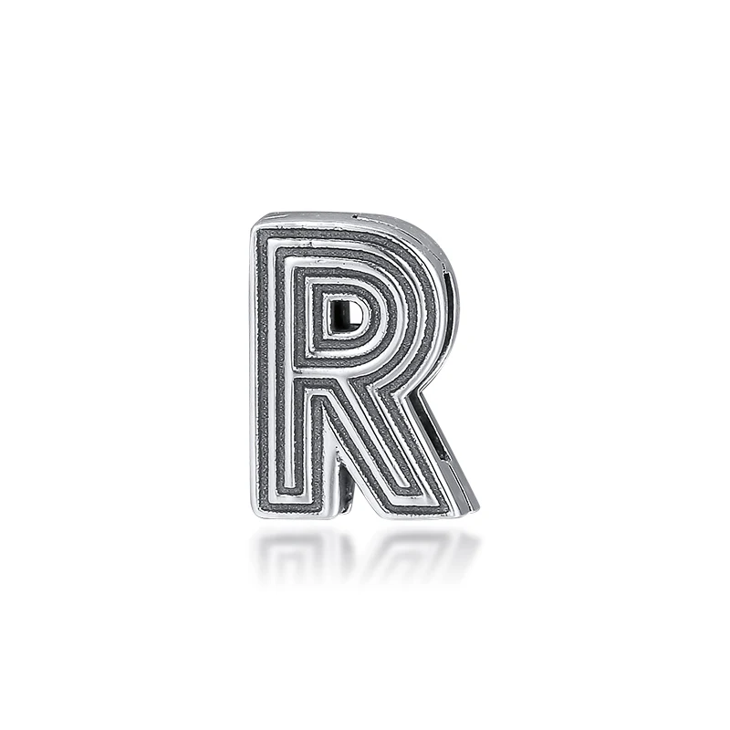 Бежевый CKK буквы R клип амулеты 925 Fit Pandora рефлексионы браслеты стерлингового серебра Шарм бусины для бусина для изготовления украшений - Цвет: Бежевый