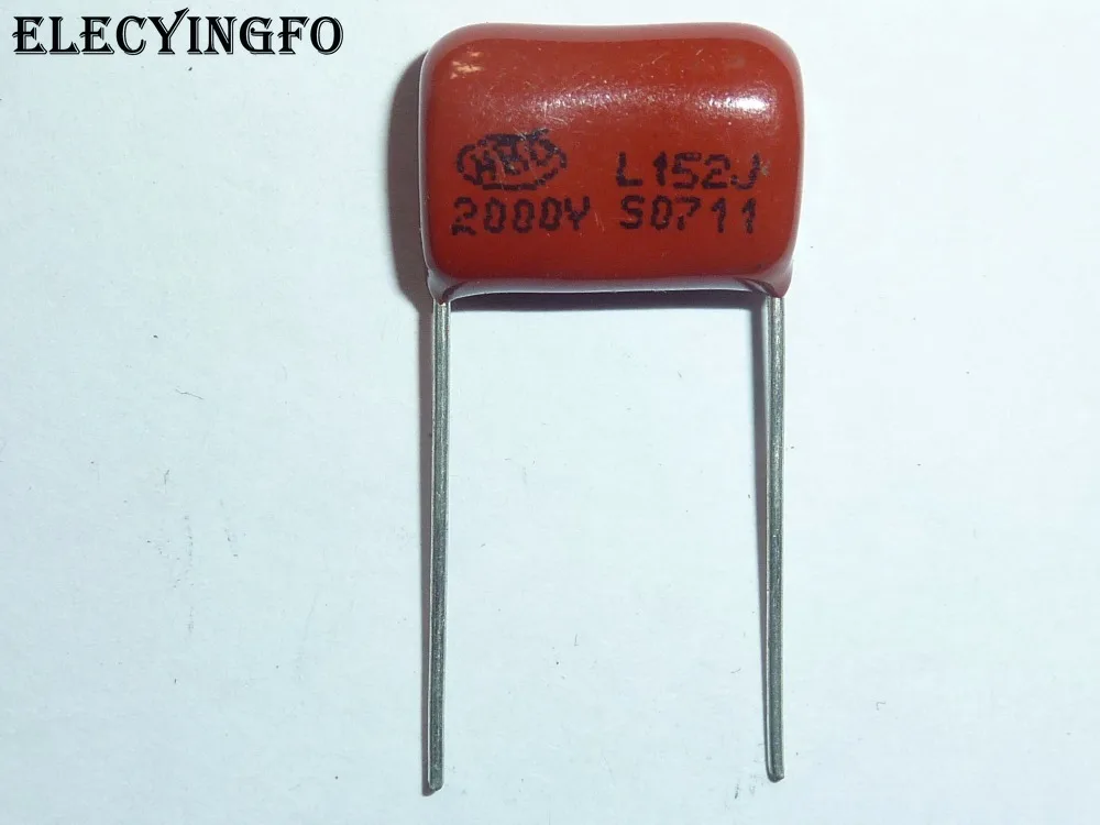 

500pcs CBB capacitor 152 2000V 152J 2KV 1500pF 1.5nF P15 CBB81 Metallized Polypropylene Film Capacitor