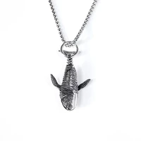 fashion men gothic style charm blue whale jumping pendant necklace women simple necklace sweater chain jewelry accessories gift