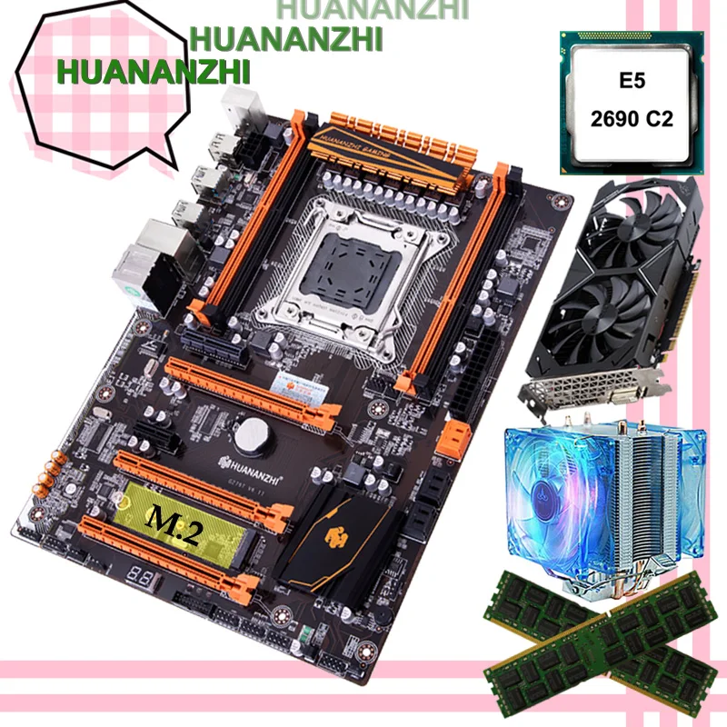 Игровая материнская плата HUANANZHI X79 Deluxe с процессором M.2 Intel Xeon E5 2690 32 ГБ ОЗУ 2*16