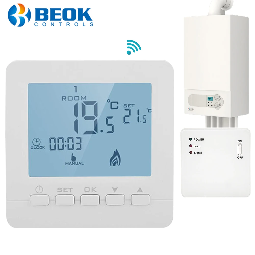 Beok-termostato inalámbrico y RF, Kit de controlador de temperatura inteligente, batería
