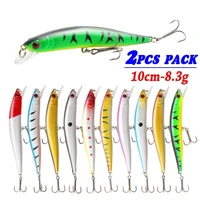 2pcs minnow fishing lures bass cank bait artificial hard fish lures wobblers swimbait freshwater fishing tackle 10cm 8 3g